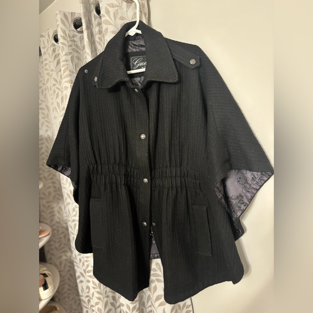 Guess Elegant Black Poncho Jacket